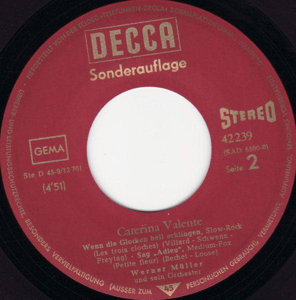 Caterina Valente : Ein Lied Aus Paris (7", EP)
