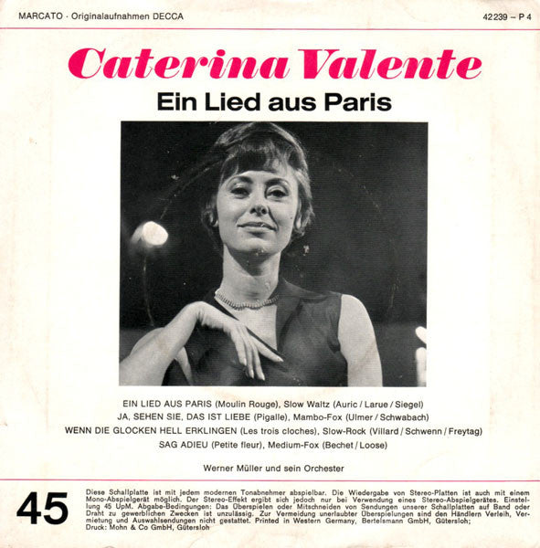 Caterina Valente : Ein Lied Aus Paris (7", EP)