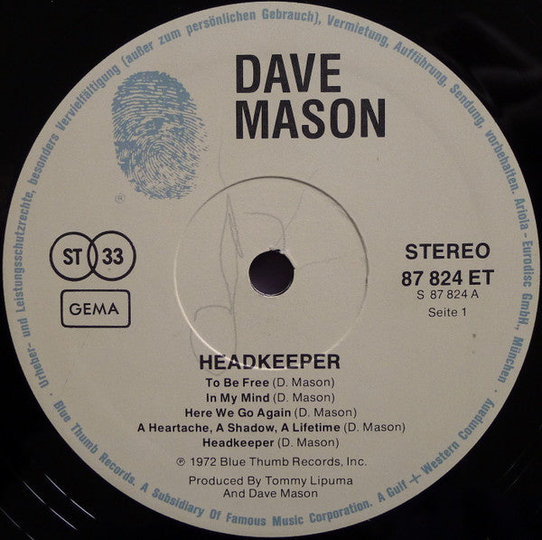 Dave Mason : Headkeeper (LP, Album)