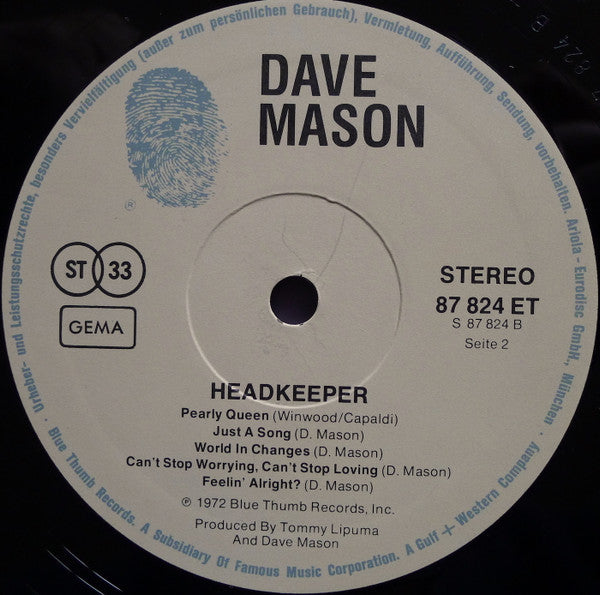 Dave Mason : Headkeeper (LP, Album)
