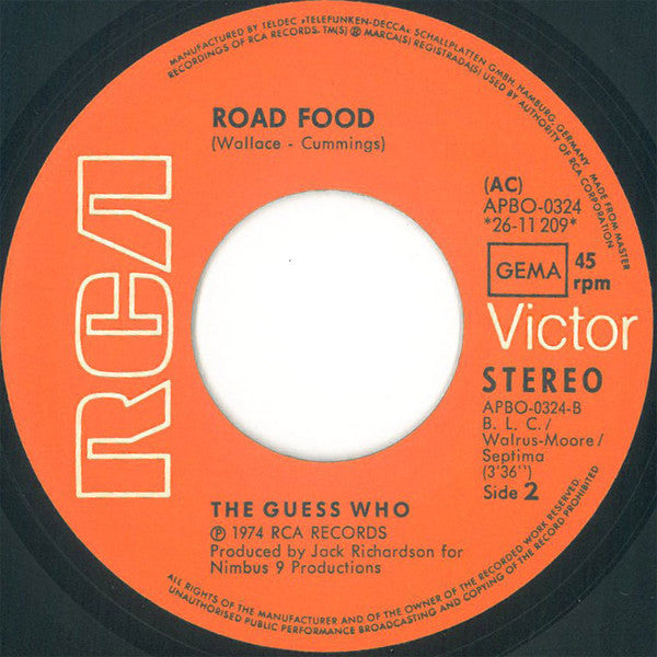 The Guess Who : Clap For The Wolfman / Road Food (7", Single)