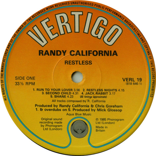 Randy California : Restless (LP, Album)