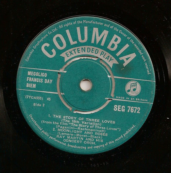 Ray Martin And His Concert Orchestra : Ray Martin Requests (7", EP, Mono)