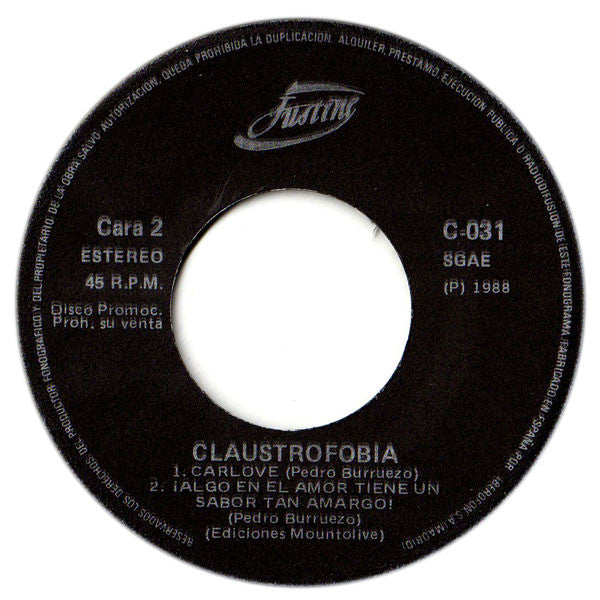 Claustrofobia : La Elegancia De Tus Lágrimas (7", EP, Promo)