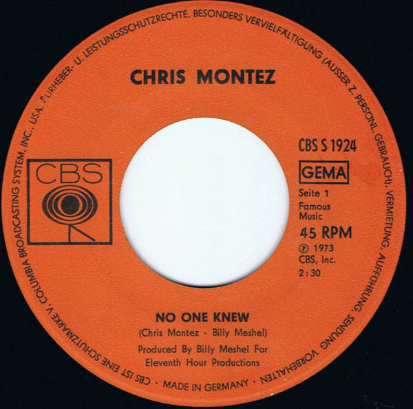 Chris Montez : No One Knew (7", Single)