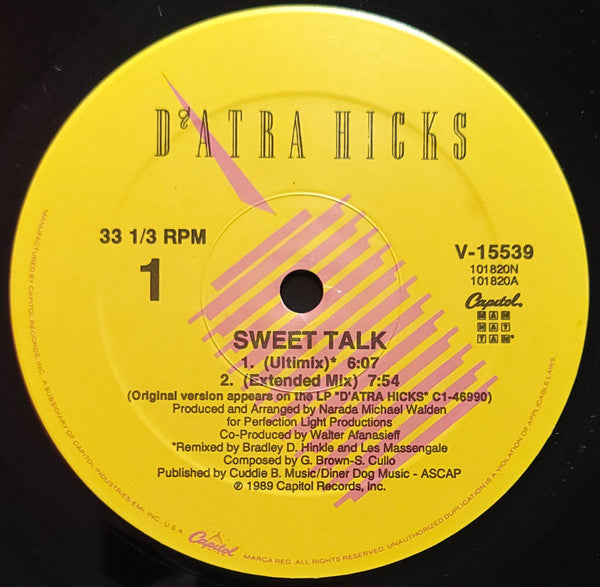 D'Atra Hicks : Sweet Talk (12")