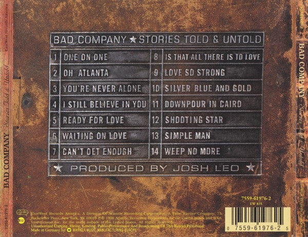 Bad Company (3) : Stories Told & Untold (CD, Album, RE)
