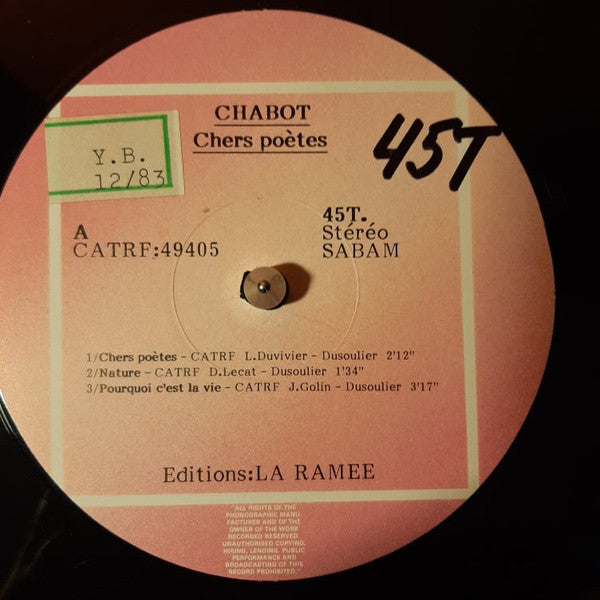 Chabot : Chers Poétes (12", MiniAlbum)