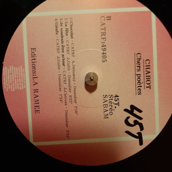 Chabot : Chers Poétes (12", MiniAlbum)