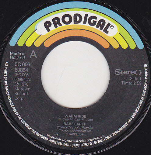 Rare Earth : Warm Ride (7", Single)