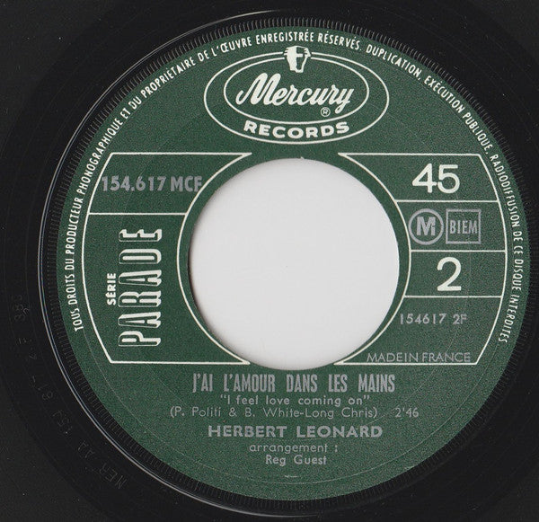 Herbert Léonard : Quelque Chose Tient Mon Cœur / J'Ai L'Amour Dans Les Mains (7", Single)
