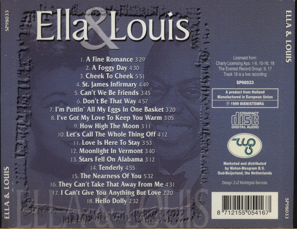 Ella Fitzgerald & Louis Armstrong : Ella & Louis (CD, Comp)