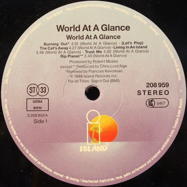 World At A Glance : World At A Glance (LP, Album)