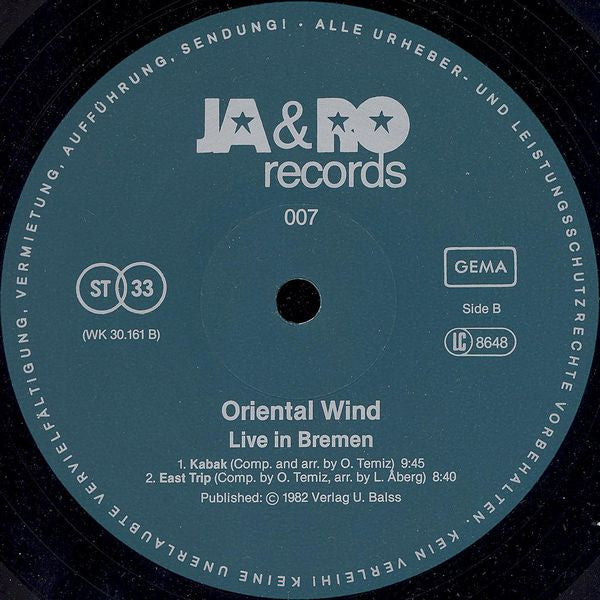 Oriental Wind : Live In Bremen (LP, Album)