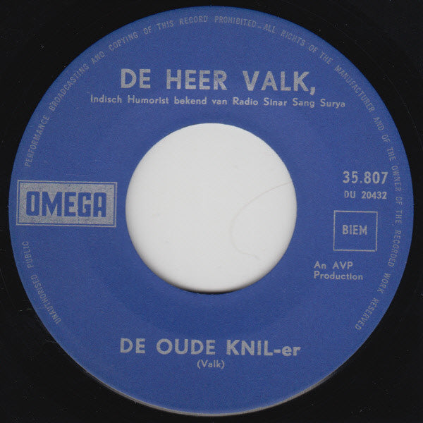 De Heer Valk : De Oude KNIL-er (7", Single)