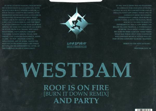 WestBam : The Roof Is On Fire (12")