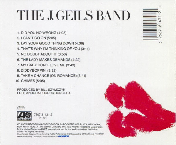 The J. Geils Band : Ladies Invited (CD, Album)