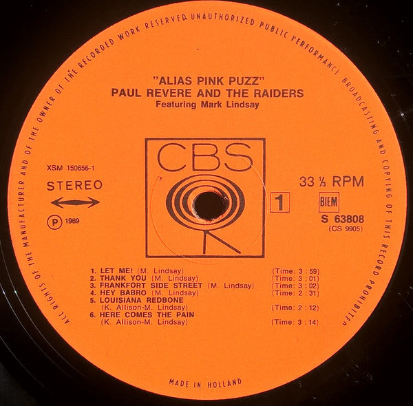 Paul Revere & The Raiders Featuring Mark Lindsay : Alias Pink Puzz (LP, Album)