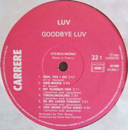 Luv' : Goodbye Luv' (LP, Comp)