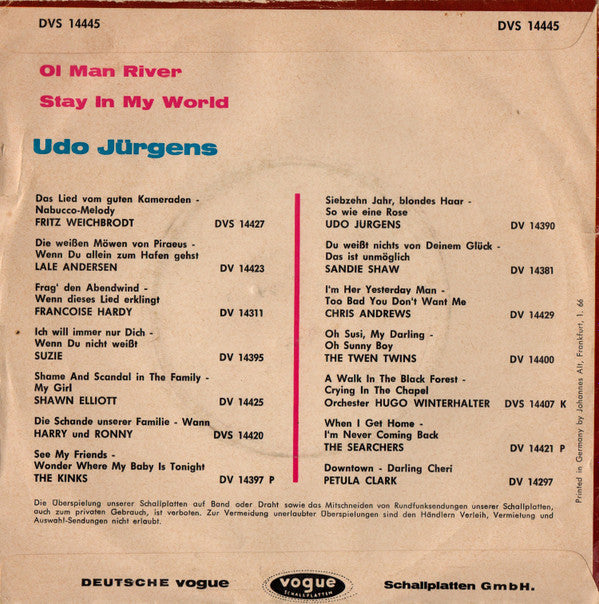Udo Jürgens : Ol Man River / Stay In My World (7", Single)
