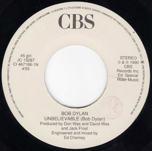 Bob Dylan / The Chimes : Unbelievable / True Love (7", MP)