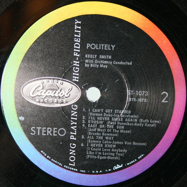 Keely Smith With  Billy May And His Orchestra : Politely! (LP, Album, Scr)