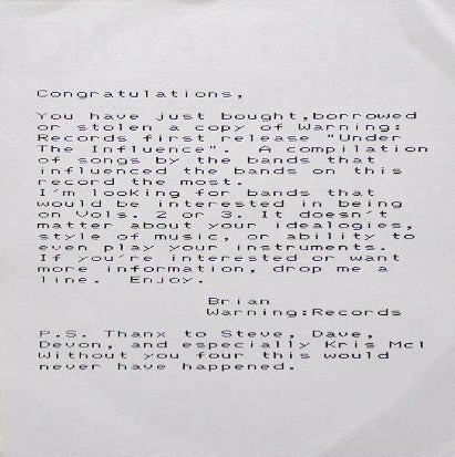 Various : Under The Influence (7", Comp, Yel)