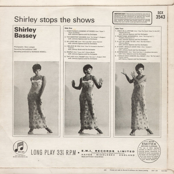 Shirley Bassey : Shirley Stops The Shows (LP, Album)