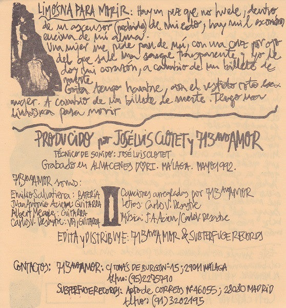 713avo Amor : Limosna Para Morir (7", Single, Num)