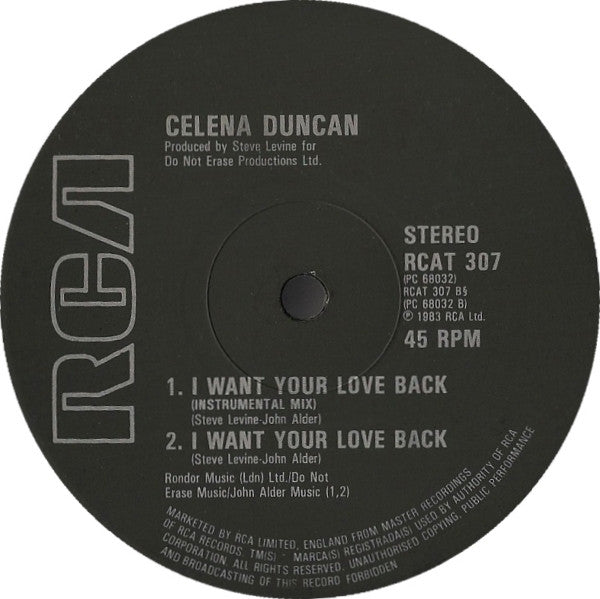 Celena Duncan : I Want Your Love Back (12")