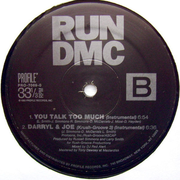 Run-DMC : You Talk Too Much / Daryll & Joe (Krush Groove 3) (12", RE)