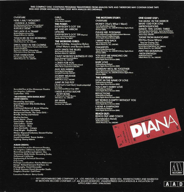 Diana Ross : An Evening With Diana Ross (CD, Album, RE)