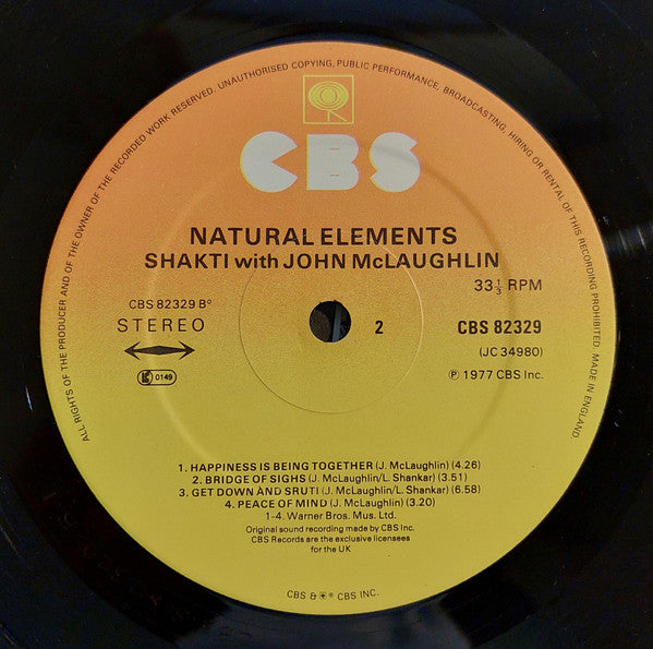 Shakti (2) With John McLaughlin : Natural Elements (LP, Album)