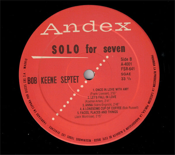 Bob Keene Septet : Solo For Seven (LP, Album, RE)