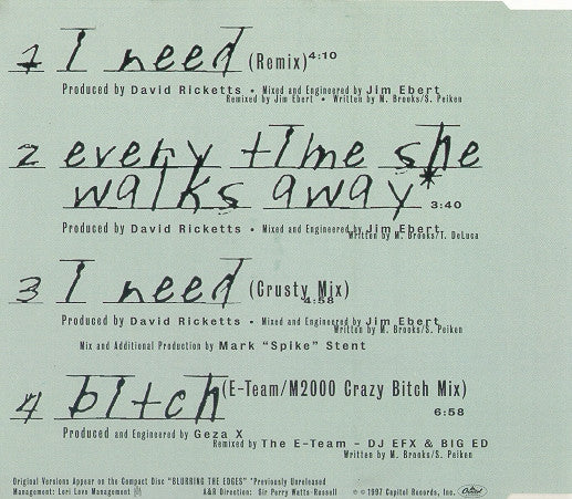 Meredith Brooks : I Need (CD, Maxi)