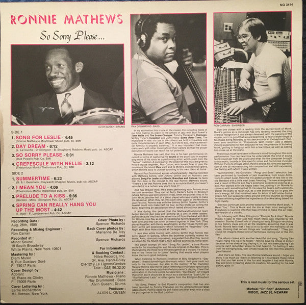 Ronnie Mathews : So Sorry Please... (LP, Album)