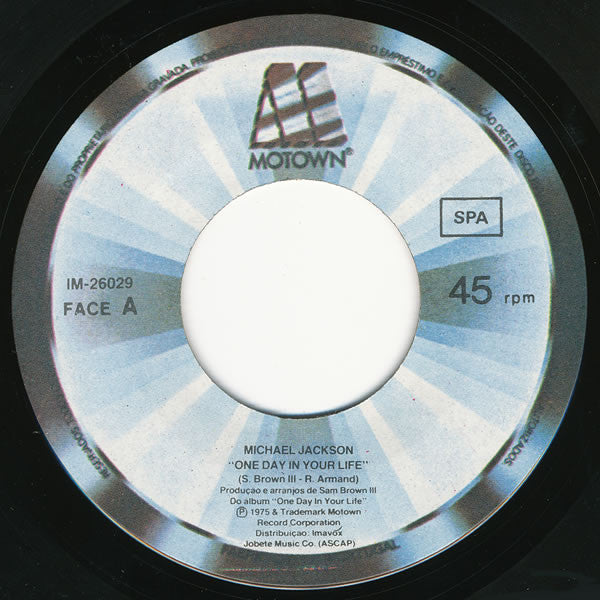 Michael Jackson : One Day In Your Life (7", Single)