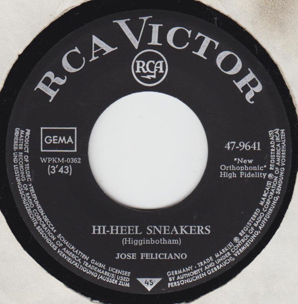 José Feliciano : Hitchcock Railway / Hi-Heel Sneakers (7", Mono)