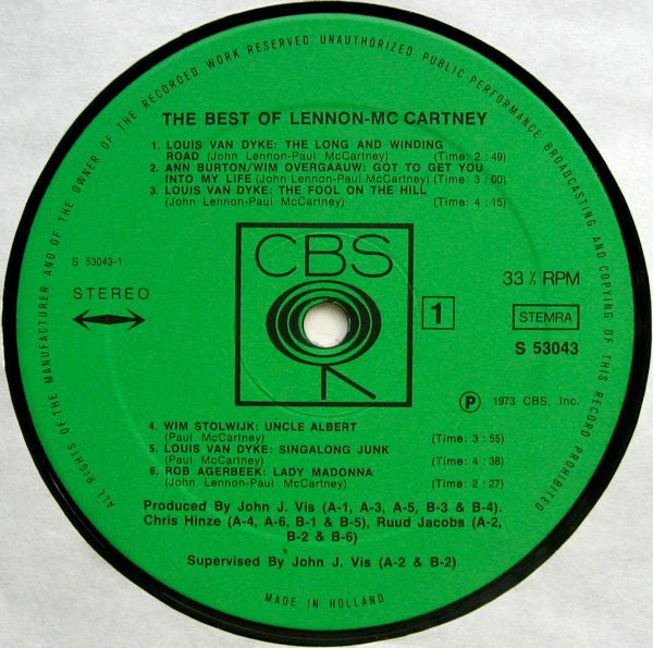 Various : The Best Of Lennon-McCartney (LP, Album, Comp)