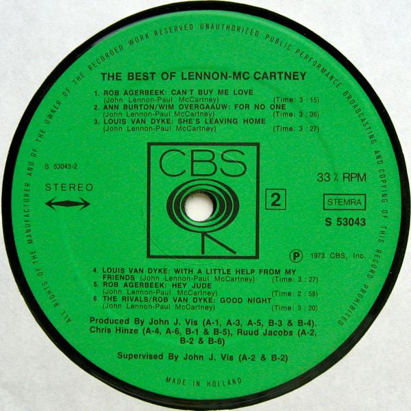 Various : The Best Of Lennon-McCartney (LP, Album, Comp)