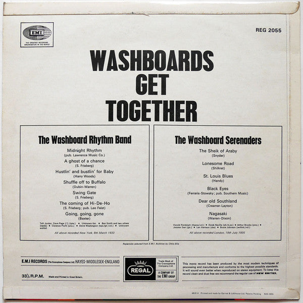 Washboard Rhythm Band / The Washboard Serenaders : Washboards Get Together (LP, Comp, Mono)