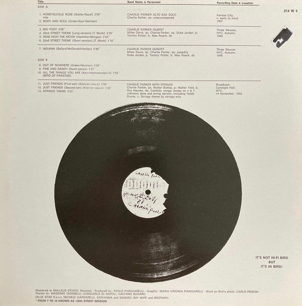 Charlie Parker : Bird's Eyes, Last Unissued, Vol. 1 (LP)