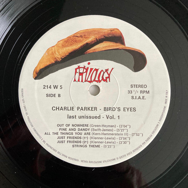 Charlie Parker : Bird's Eyes, Last Unissued, Vol. 1 (LP)