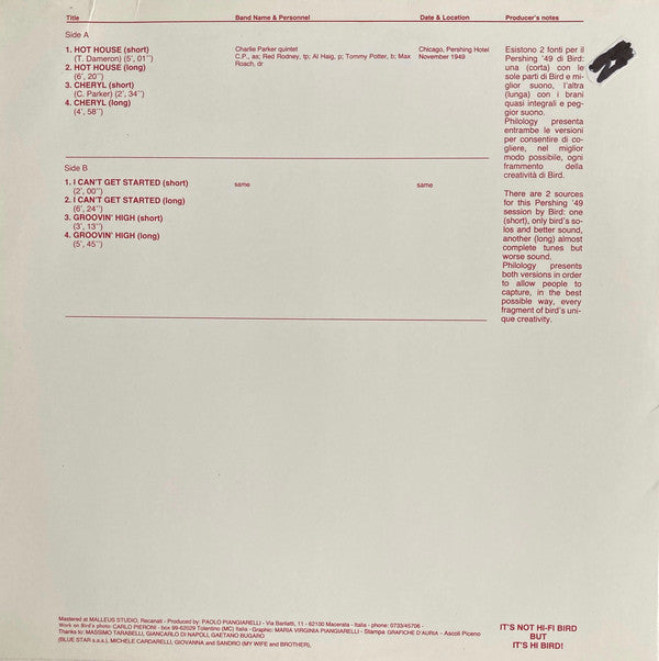 Charlie Parker : Bird's Eyes, Last Unissued, Vol. 3 (LP)