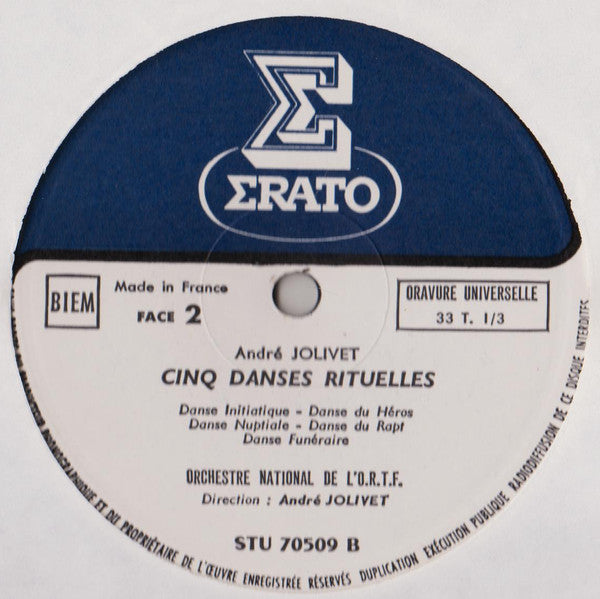 Mstislav Rostropovich - André Jolivet / Orchestre National De France : 2e Concerto Pour Violoncelle / 5 Danses Rituelles (LP)