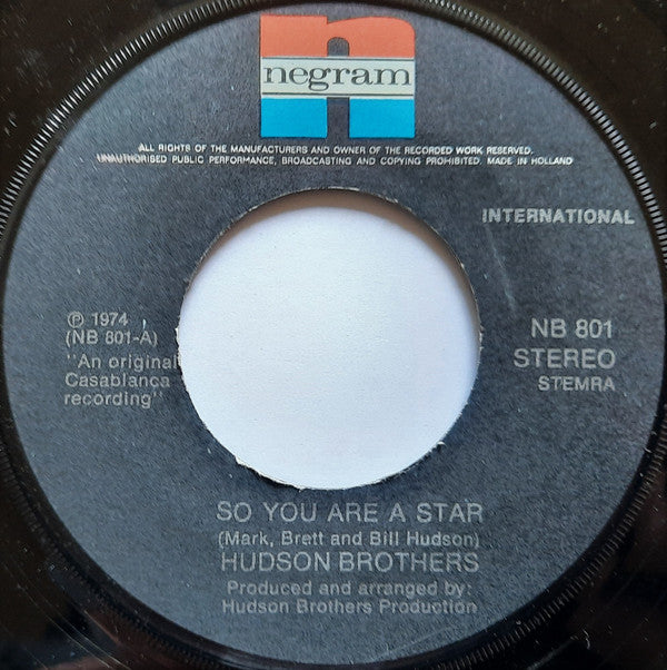 Hudson Brothers : So You Are A Star (7", Single)