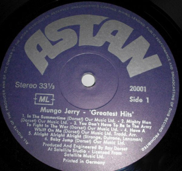Mungo Jerry : Greatest Hits (LP, Comp)