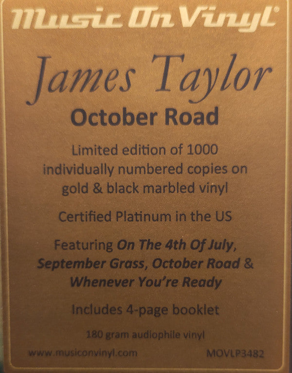 James Taylor (2) : October Road (LP, Album, RE, 180)