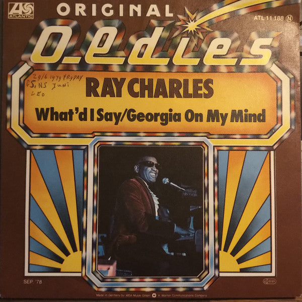 Ray Charles : What'd I Say / Georgia On My Mind (7", Single, RE)