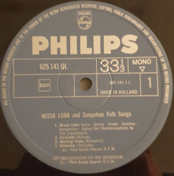 Les Troubadours Du Roi Baudouin : The Missa Luba And Congolese Folksongs (LP, Album, Mono, Promo)